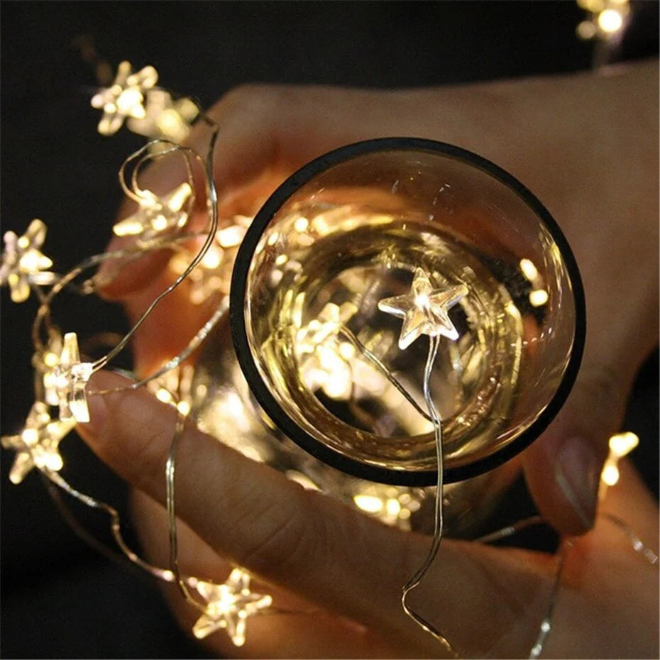 Star String LED Decoration Lights AA Battery Operated 4M Copper Light String Decorative Xmas Snowflake Garland For Bedroom Party $28.99 USD $23.99 USD