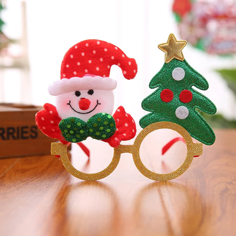 Christmas Tree Colored Glasses Cartoon Antlers Elderly