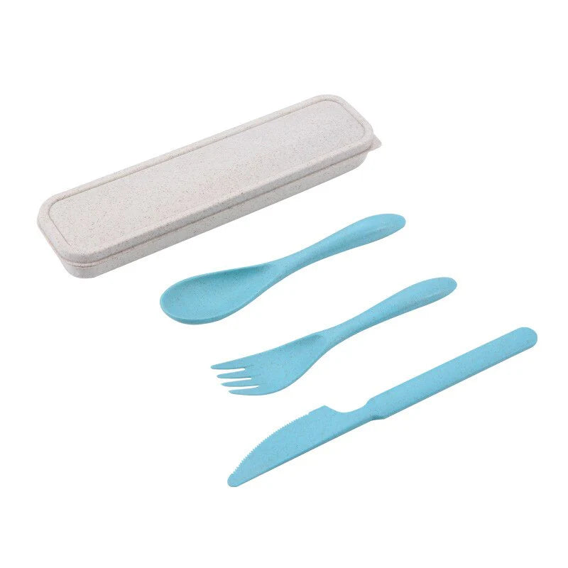 Wheat Straw Knife Fork Spoon Japan Style Student Dinnerware Sets