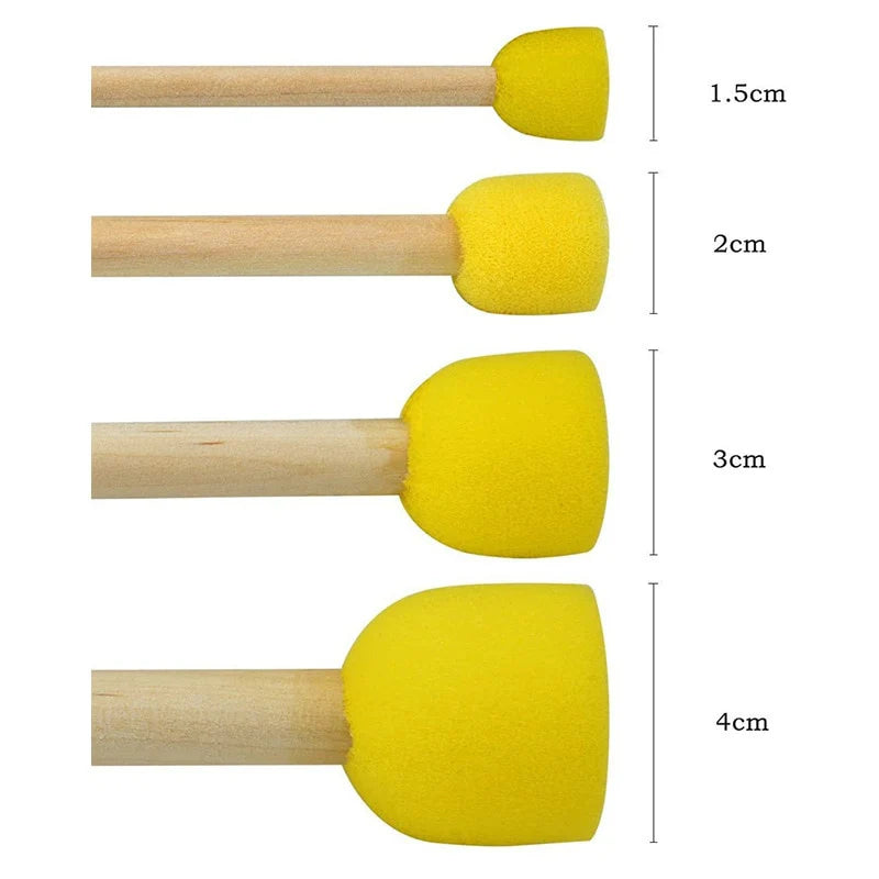 Wooden Handle Kid Sponge Paint Brush