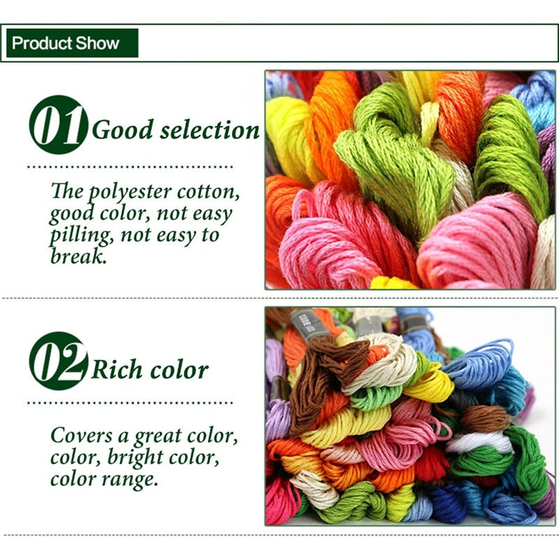 100 color Multicolor Embroidery Thread Cross Stitch Floss Threads Cotton Sewing Skeins Skein Kit