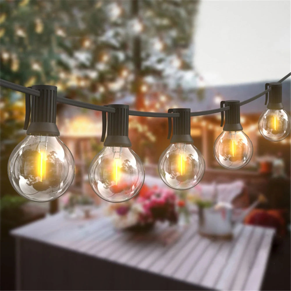 Street Garland Light, 220V Led Bulb Globe String Lights 25ft