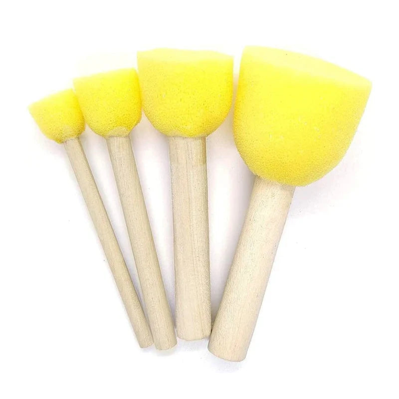 Wooden Handle Kid Sponge Paint Brush