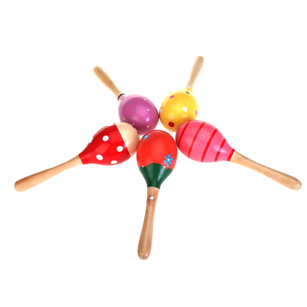 Colorful Baby Lightweight Cute Wooden Egg Rattles Toys