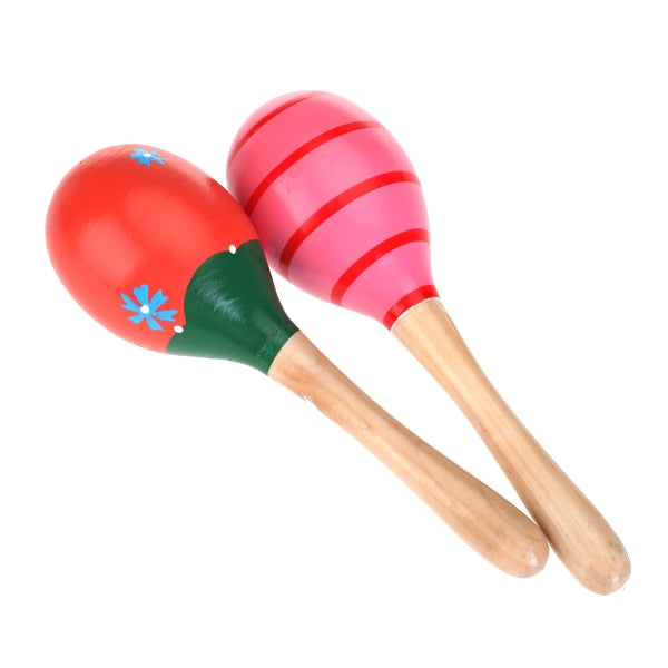 Colorful Baby Lightweight Cute Wooden Egg Rattles Toys