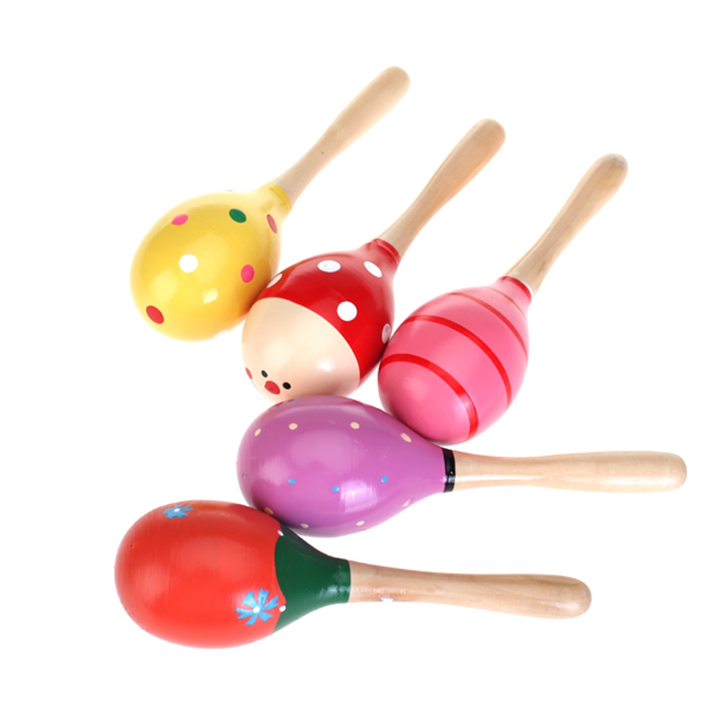 Colorful Baby Lightweight Cute Wooden Egg Rattles Toys