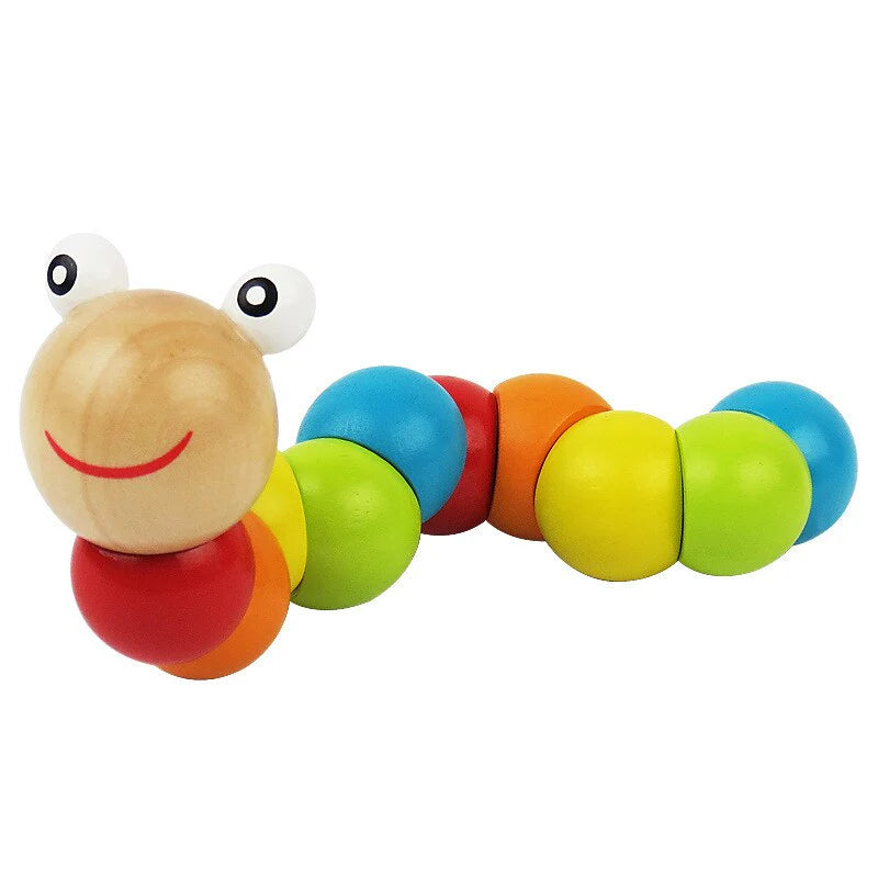 Colorful Wooden Toys Twisting Caterpillar Kids Puzzles Educational Toys