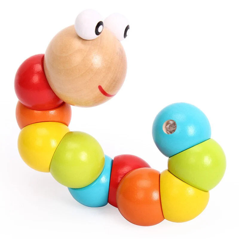 Colorful Wooden Toys Twisting Caterpillar Kids Puzzles Educational Toys