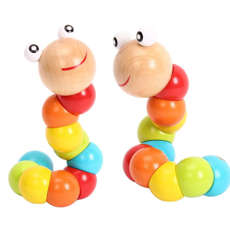 Colorful Wooden Toys Twisting Caterpillar Kids Puzzles Educational Toys