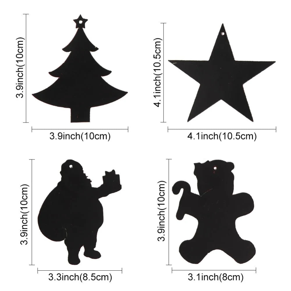 Christmas Tree Ornaments Scratch Art Paper Coloring Cards