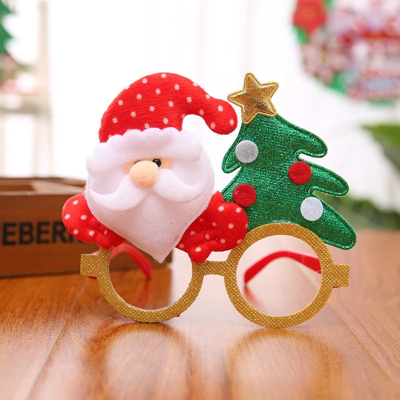 Christmas Tree Colored Glasses Cartoon Antlers Elderly