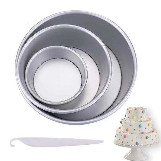 Aluminum Alloy Chiffon Cake Mold Set, 3 Tier Round Cakes Tins