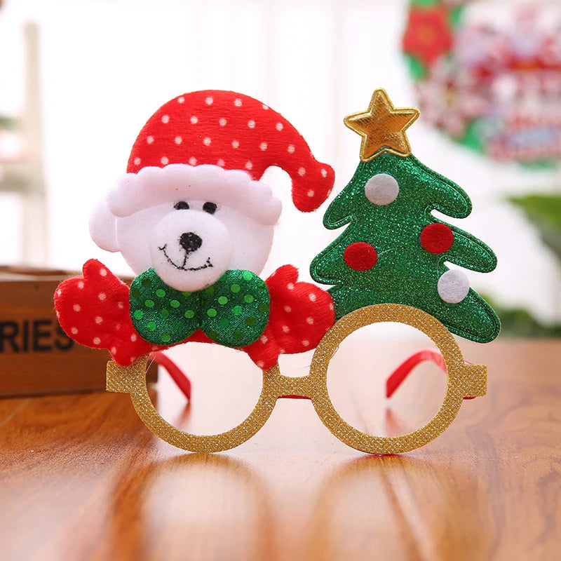 Christmas Tree Colored Glasses Cartoon Antlers Elderly