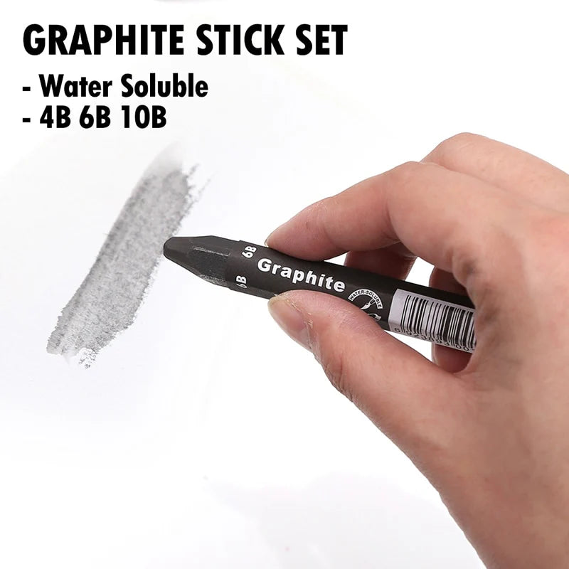 Graphite Stick Set, Water Soluble Art Drawing Supplies Sketch & Shading Pencils
