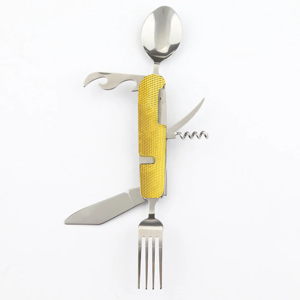 Portable Spoon Fold Spork, Fork Flatware Knife, Cutlery Multitool