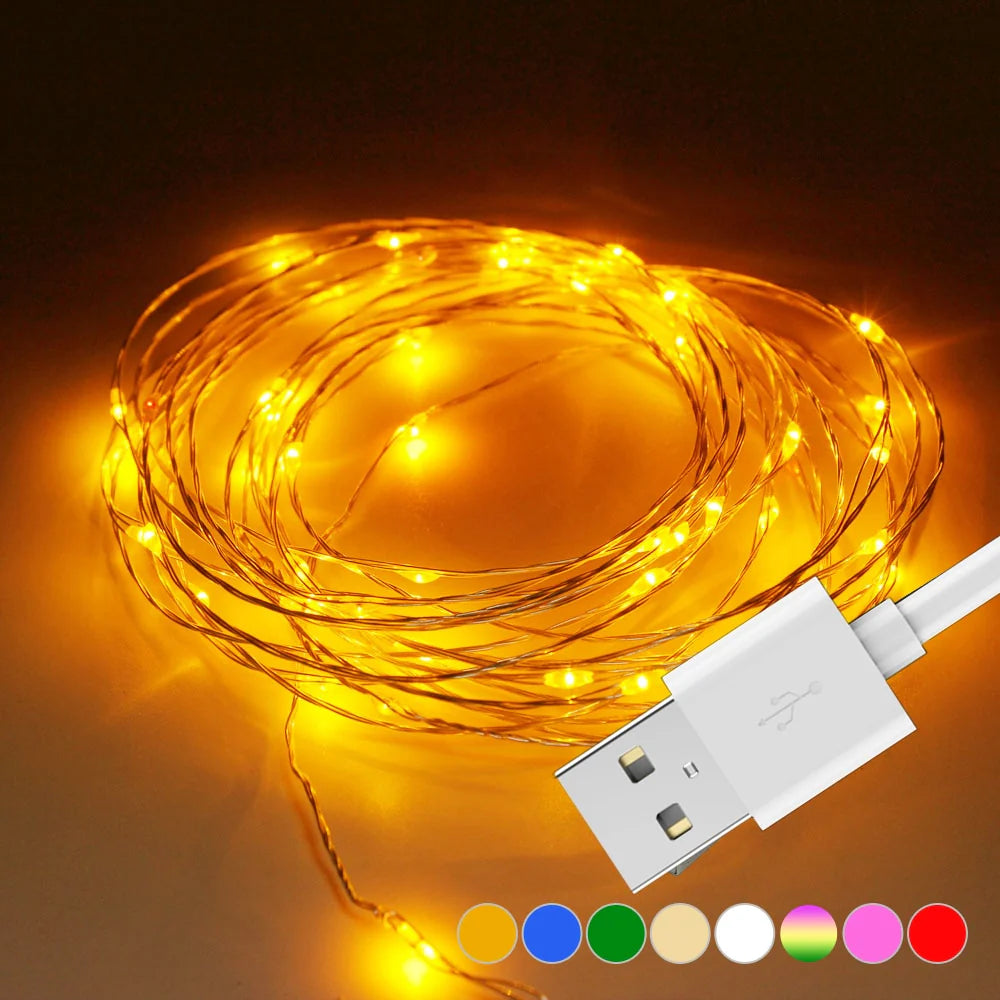 LED USB Waterproof Copper Wire Garland Fairy Light