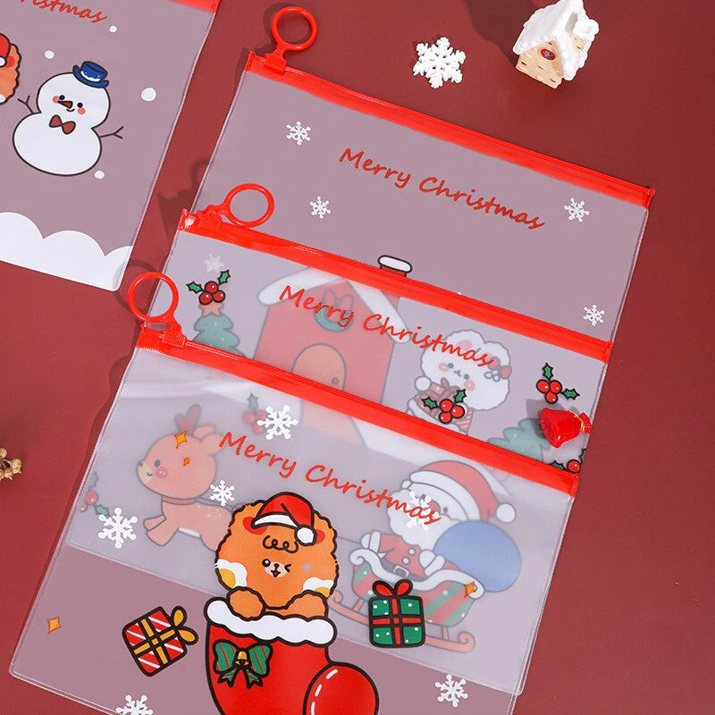 Merry Christmas A5 Transparent PVC Document Bag File Folder