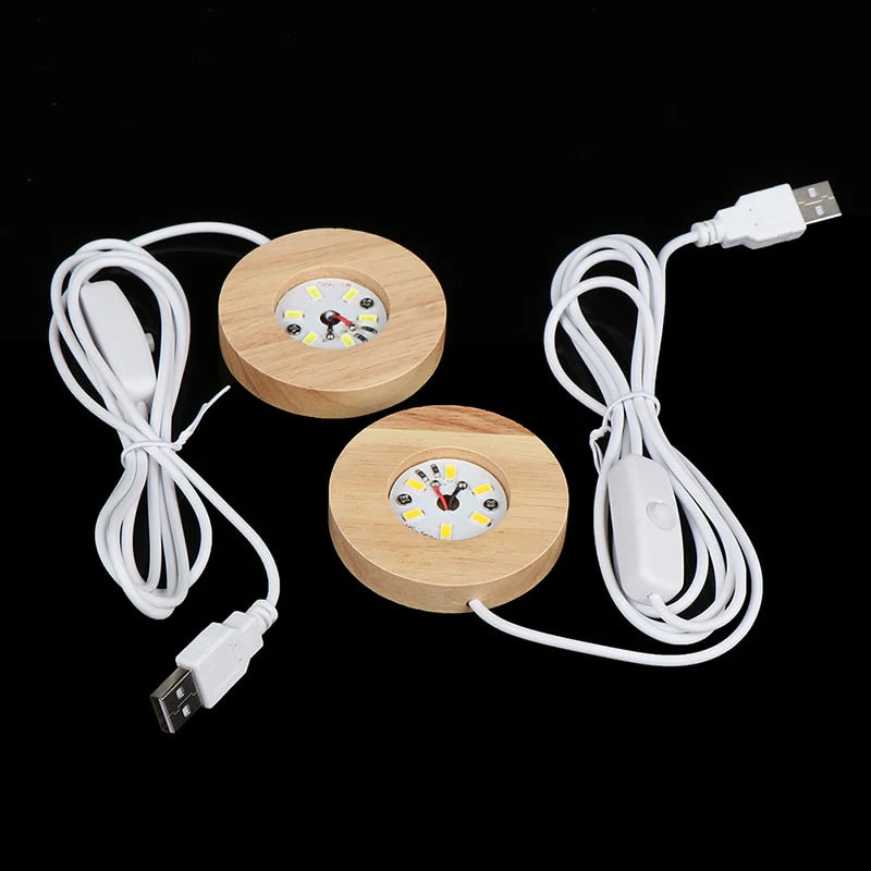 Wood Light Base Rechargeable Remote Control Wooden LED Light