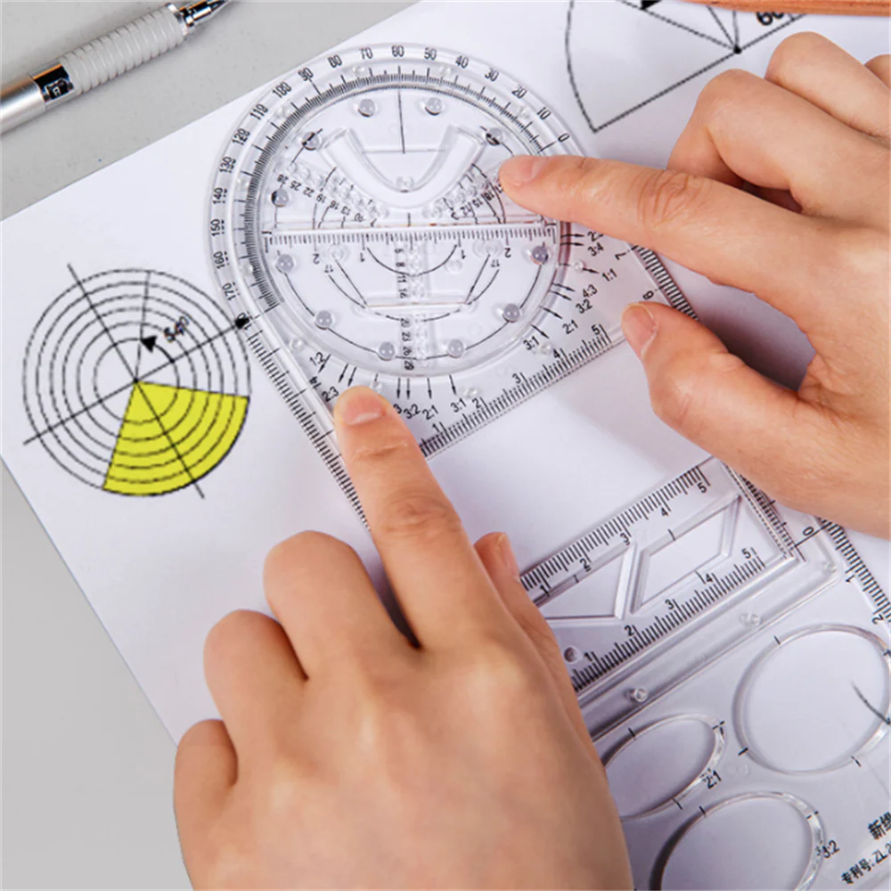 Multifunction Rotatable Drawing Template Ruler