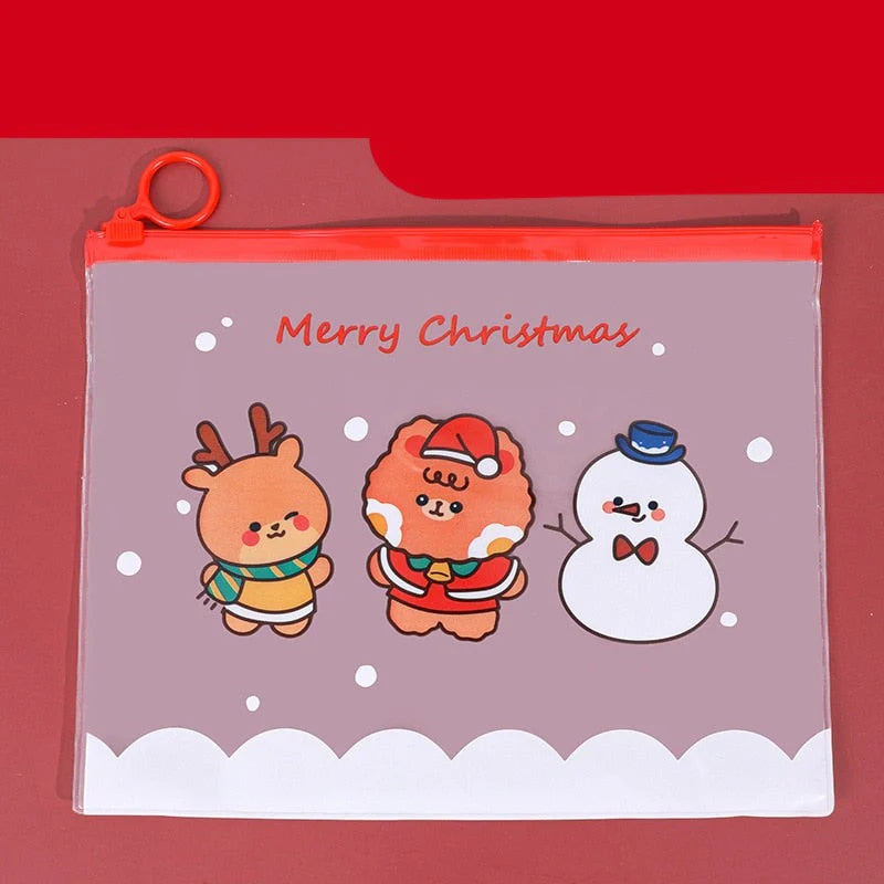 Merry Christmas A5 Transparent PVC Document Bag File Folder