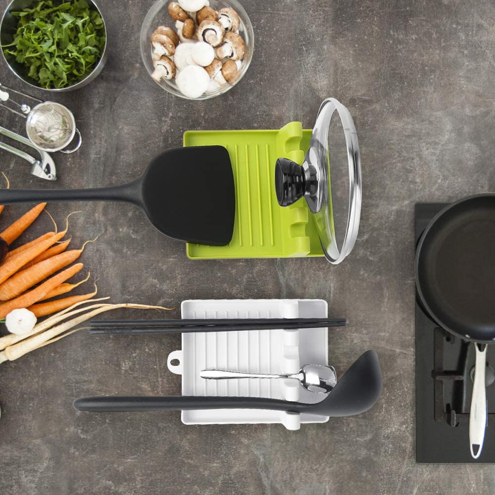 Hot Cooking Utensil Rest - Kitchen Organizer and Storage with Drip Pad