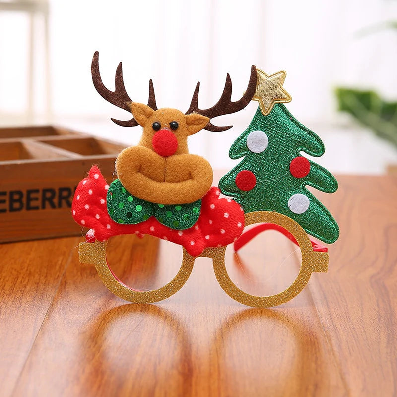 Christmas Tree Colored Glasses Cartoon Antlers Elderly