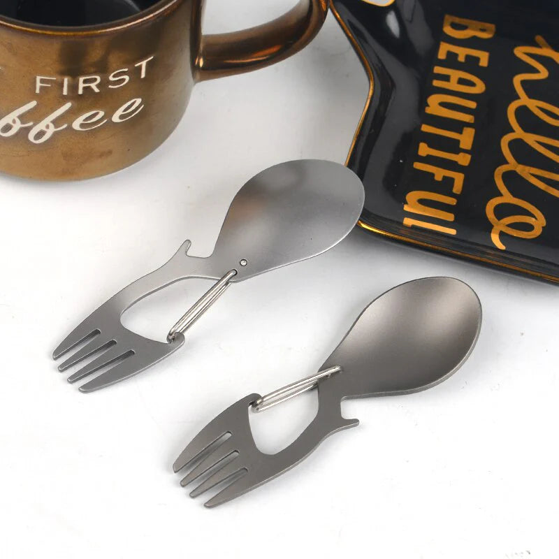 Multi-Tool Titanium Spoon Fork Spork Picnic Camp