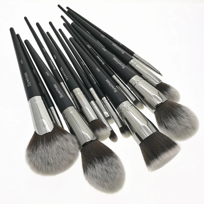 makeup brush set - black Natural synthetic hair make up brush tools kit professional makeup brushes