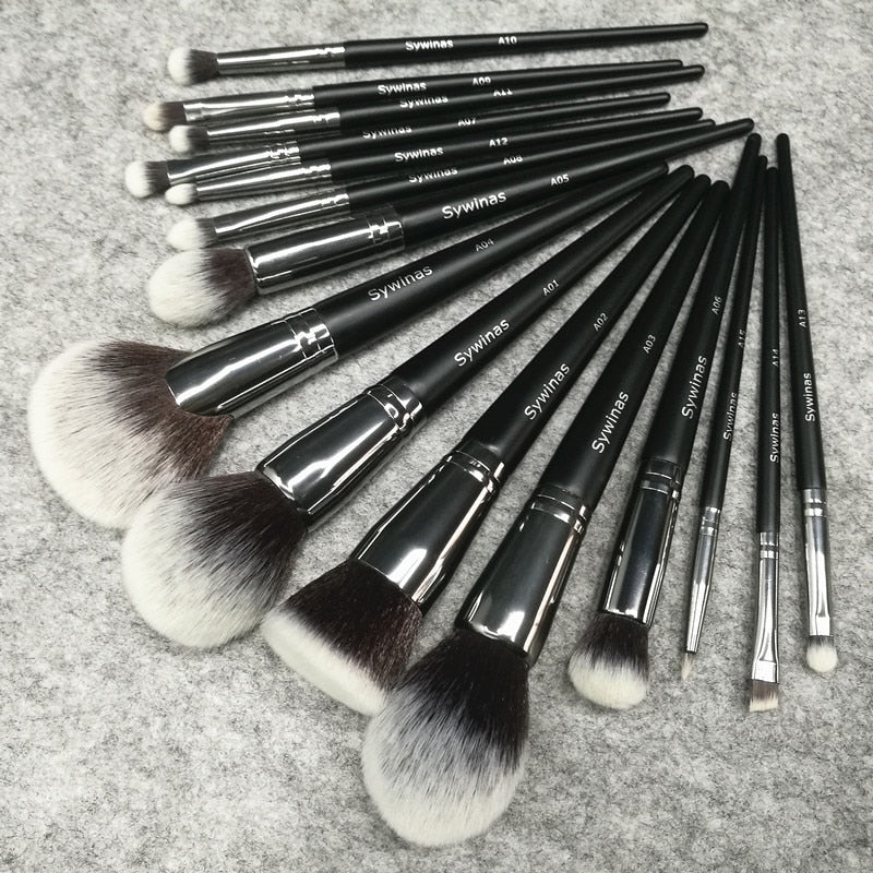 makeup brush set - black Natural synthetic hair make up brush tools kit professional makeup brushes