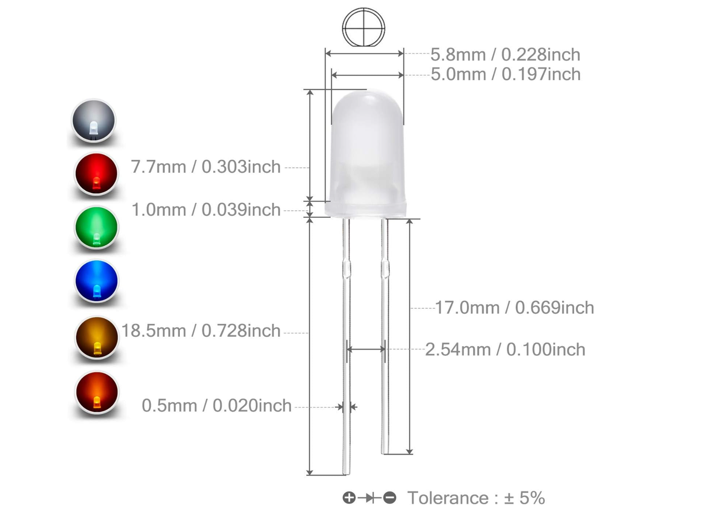 DC 3V 20mA Lighting Bulb Lamp Assorted Variety Color Electronics 3mm LED (Red)