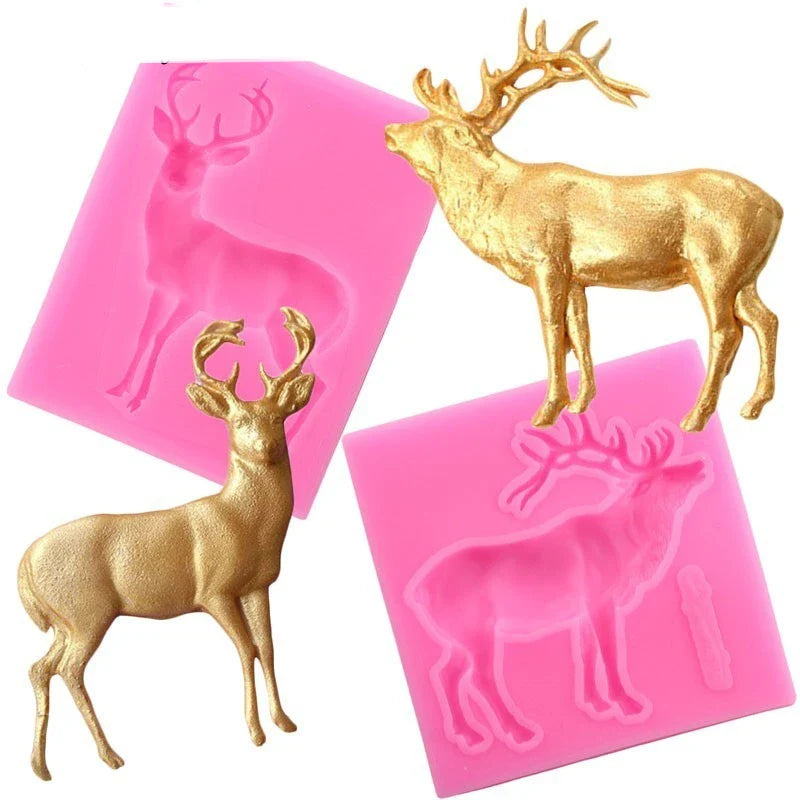 3D Deer Silicone Mold Polymer Clay Candy Chocolate Cookie Baking Cupcake Topper Fondant