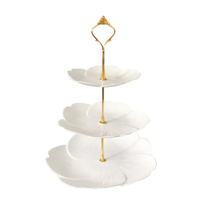 Three layer Fruit Plate Cake Stand used for Dessert Vegetable Storage