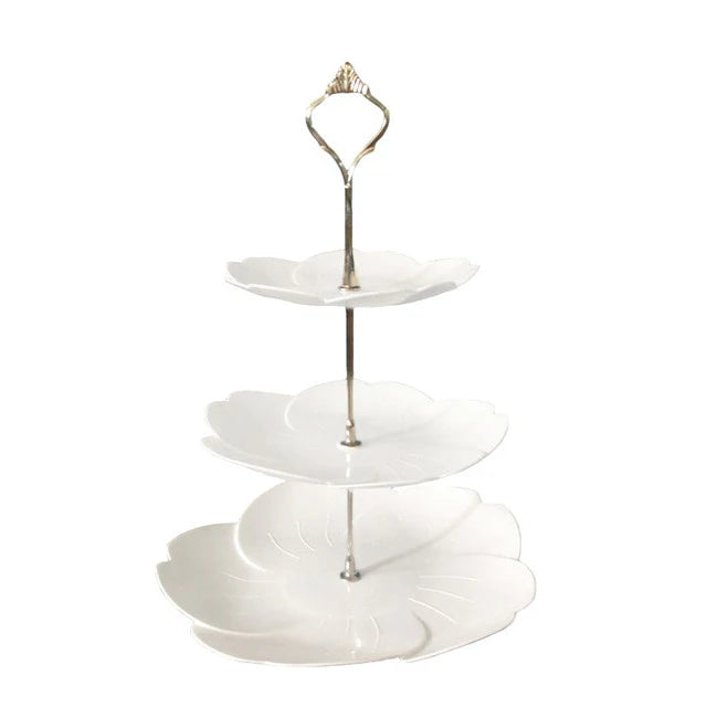 Three layer Fruit Plate Cake Stand used for Dessert Vegetable Storage